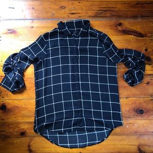 Check semi sheer blouse